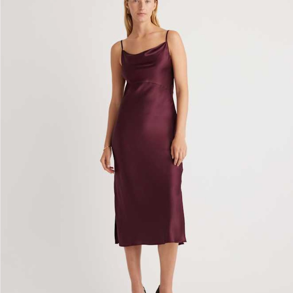 Quince Silk Wine Tasting Midi Cowl Dress Sophisticated and Timeless NWT